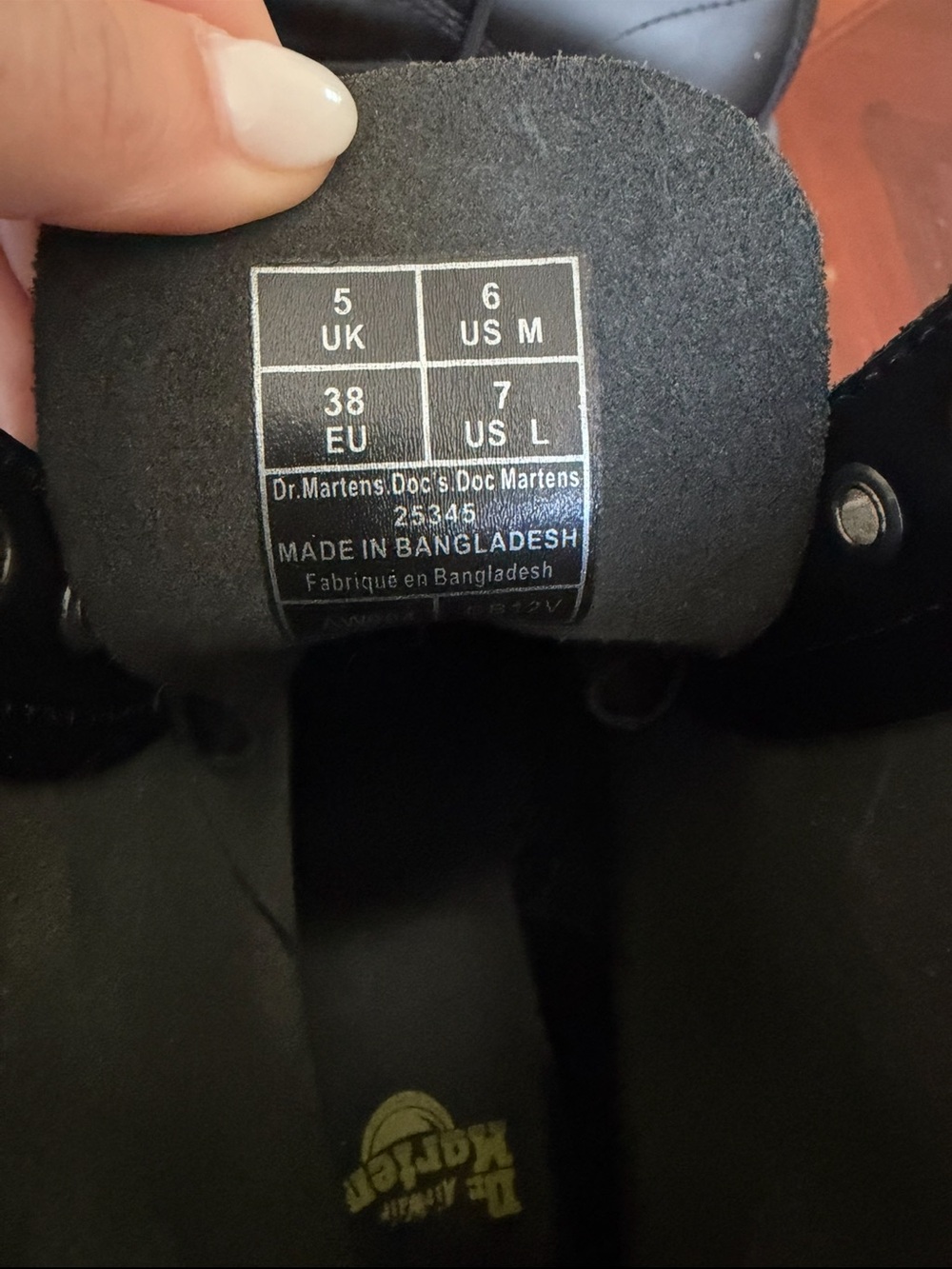 Dr. Martens Bex smooth Black Leather Lace-Up Combat Boots with Yellow Stitching - Picture 7 of 8